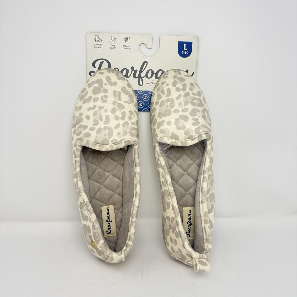 Women’s Leopard House Slippers Size 9-10 Memory Foam Indoor Outdoor Dearfoams